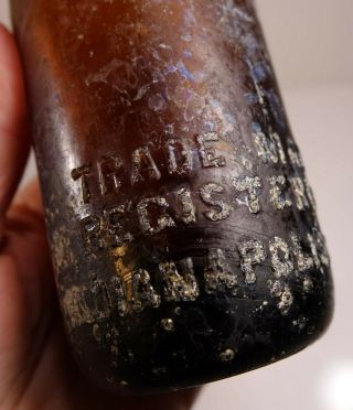 Vintage Indianapolis Straight Side Amber Coca Cola Bottle Glass Antique Script 5