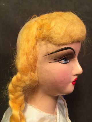 Vintage Antique Composition Cloth Boudoir Bed Doll Blonde Hair 29” 4