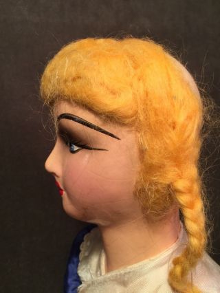Vintage Antique Composition Cloth Boudoir Bed Doll Blonde Hair 29” 5