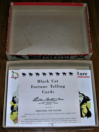 VINTAGE 1940 ' s HALLOWEEN Parker Brothers BLACK CAT Fortune Telling Card Game 2
