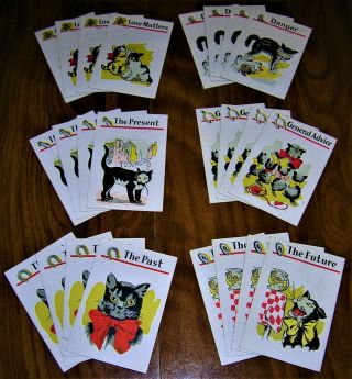 VINTAGE 1940 ' s HALLOWEEN Parker Brothers BLACK CAT Fortune Telling Card Game 3