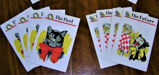 VINTAGE 1940 ' s HALLOWEEN Parker Brothers BLACK CAT Fortune Telling Card Game 6