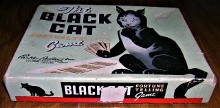 VINTAGE 1940 ' s HALLOWEEN Parker Brothers BLACK CAT Fortune Telling Card Game 8