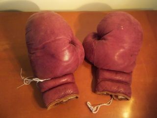 Vintage adult size red leather Sparring Gloves - 2 pairs 6