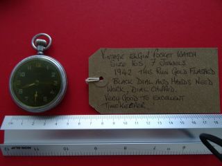 Vintage Elgin Pocket Watch,  1942 Order,  Size 16s.  Keystone Case.  Military?