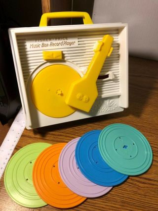 Fisher Price Music Box Record Player Records 2014 1697 Vintage Style Toy Mattel