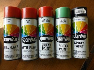 5 Vintage Spray Paint Cans Sparvar 1969,  1970