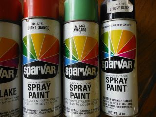 5 Vintage Spray Paint cans Sparvar 1969,  1970 2