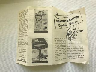Vintage FEEMSTER ' S Famous Vegetable Slicer - M.  E.  Heuck Co.  Cinci OH USA 7
