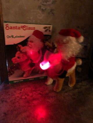 Vintage 1985 Santa Claus On Reindeer Battery Operated Funny Toys Co.  Christmas