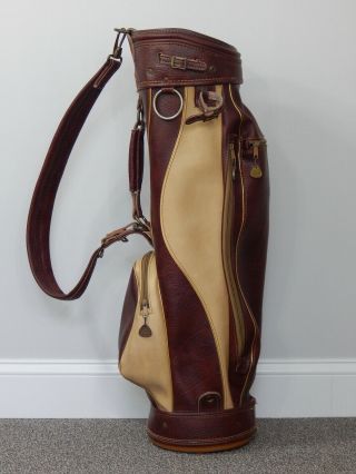 Vintage Ram Brown And Tan Vinyl Golf Club Cart Bag