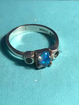 Vintage Sterling Silver Ring With Black Opal Size P