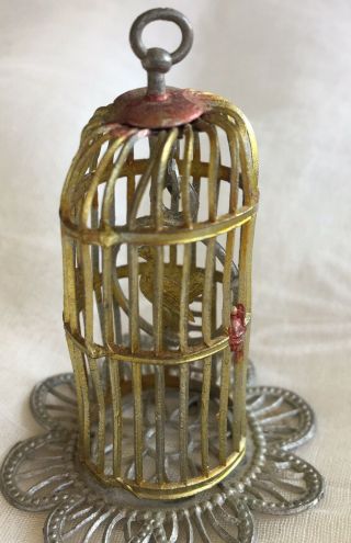 German Soft Metal Bird Cage With Bird - Dollhouse Miniature