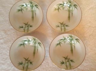 8 Pc Vintage Noritake Green Bamboo Nippon Toki Kaisha Fruit Dessert Bowls 1538g