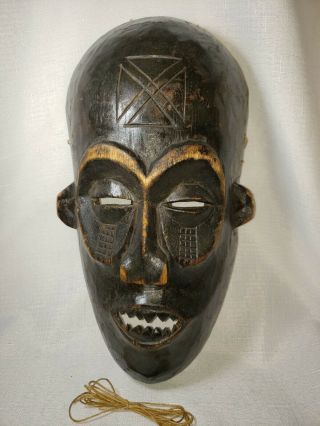 Vintage Carved Wood African Ceremonial Mask Old Piece 14.  0 Inches Tall