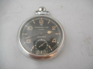 Vintage Ingersoll Ltd London Triumph Chrome Pocket Watch - Military?