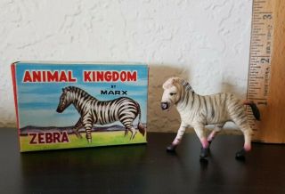 Vintage 1960s MARX Animal Kingdom 10 Figures Zebra Tiger Ape Fox Moose, 2