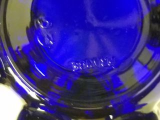 VINTAGE PAIR REIMS COBALT BLUE GLASS CANDLE HOLDERS FRANCE 3