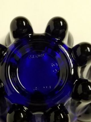 VINTAGE PAIR REIMS COBALT BLUE GLASS CANDLE HOLDERS FRANCE 4