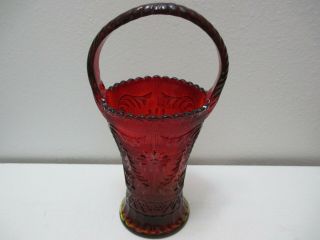 Vintage Tiara By Indiana Glass Tall Basket Sandwich Ruby Red Amberina 10 " Tall
