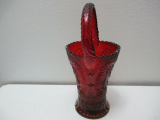 Vintage Tiara by Indiana Glass Tall Basket Sandwich Ruby Red Amberina 10 
