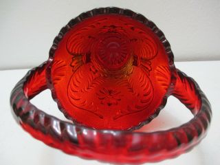 Vintage Tiara by Indiana Glass Tall Basket Sandwich Ruby Red Amberina 10 