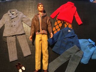 Vintage 1968 Talking Ken Barbie Doll W/leather Jacket Outfit,  Mute