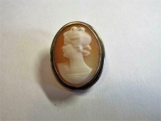 Vintage Art Deco Carved Shell Cameo Brooch,  Pin In Continental Silver Frame