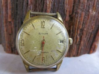 Vintage Baylor Automatic Mens Gold Tone Date Watch Runs Rp7