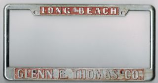 Rare Long Beach California Glenn Thomas Dodge Vintage Dealer License Plate Frame