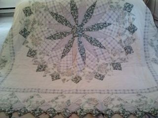 Vintage Hand Pieced&sewn Star Patchwork Quilt&2 Shams - 80x82 - Pretty