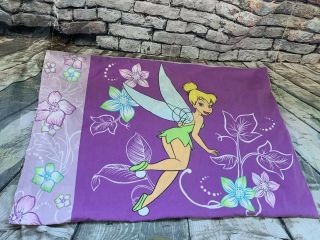 Vintage Disney Tinkerbell Pillowcase Colorful Butterfly Fowers Stars Standard