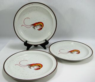 D.  H.  Holmes Shrimp Plates Vintage Set Of 3 Rare Hard To Find 9 " Seafood Dish