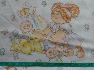 Cabbage Kids Twin Flat Sheet Sewing Fabric Material Vintage 1983 FLAW 2