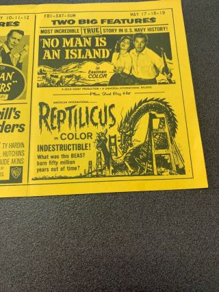 Drive In Movie Flyer “reptilicus” Vintage Car Play Golf