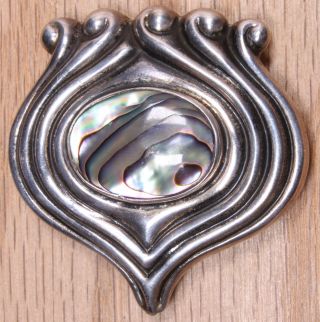 Vintage Mexico Sterling Silver Abalone Pin Pendant 516 - 27
