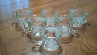 6 VTG 1970 ' s NESTLE Nescafe World Globe Frosted Coffee Glass Mugs Cups 2