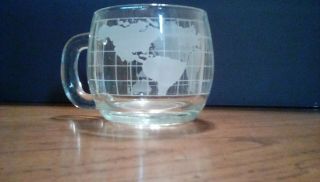 6 VTG 1970 ' s NESTLE Nescafe World Globe Frosted Coffee Glass Mugs Cups 3