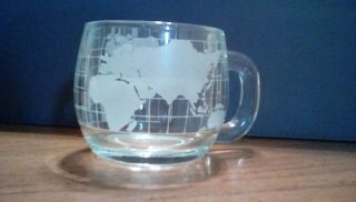 6 VTG 1970 ' s NESTLE Nescafe World Globe Frosted Coffee Glass Mugs Cups 4