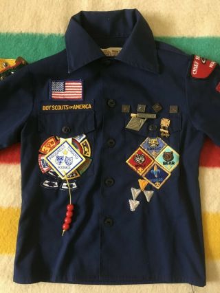 Vintage Vintage Boy Scouts Shirt S Chief Seattle Buttons Badges