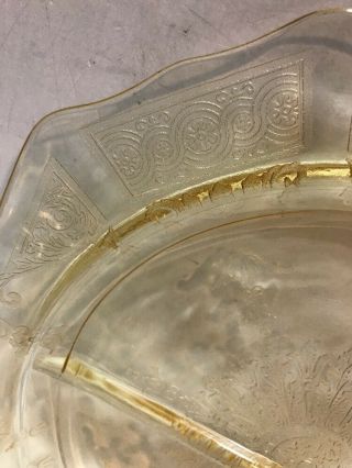 Vintage Yellow Depression Glass Divided Plate Serving Party Dish 10”x 9 1/2” 4