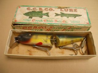 Vintage Creek Chub Pikie Wood Jointed Fishing Lure W/ Box