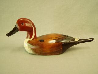 Vintage Pintail Duck Wood Carved Hand Painted Decorative Decoy Glass Eyes 14 " L