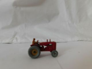 Vintage Lesney Matchbox Tractor No 4 Massey Harris Gray Wheels Red Orig Driver