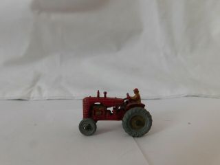 Vintage Lesney Matchbox Tractor No 4 Massey Harris Gray Wheels Red Orig Driver 3