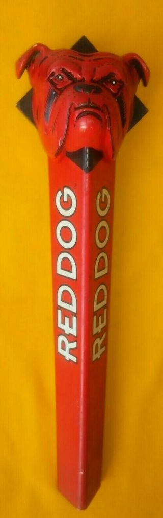Red Dog Beer Tap Handle Knob Vintage.  12 " Tall.  Bull Dog