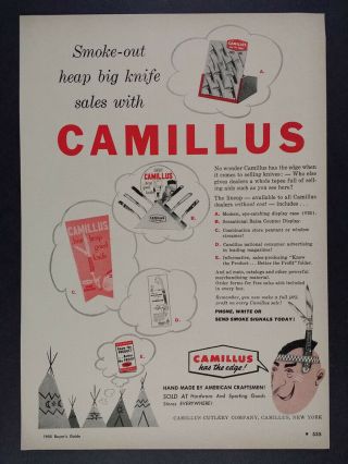 1955 Camillus Knives Knife Vintage Hardware Store Trade Print Ad