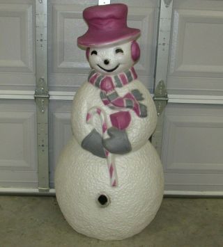 Vintage 40 " Dimpled Mrs.  Frosty The Snowman Lighted Blow Mold Union Products