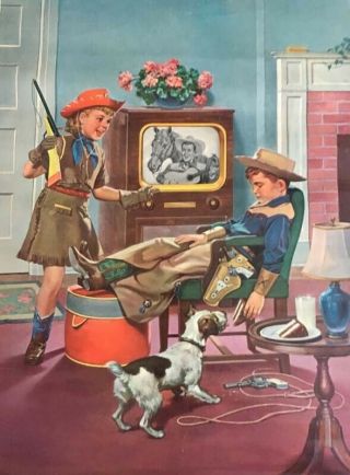 Vtg Retro Mid - Century Full Color Poster Cowboy " Rockabilly Kids” Tv Westerns
