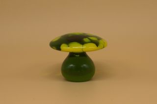 Vintage Blenko Green Yellow Glass Mushroom 1970s